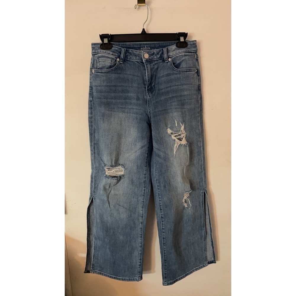 Soho High Waist Distressed Wide Leg Jeans